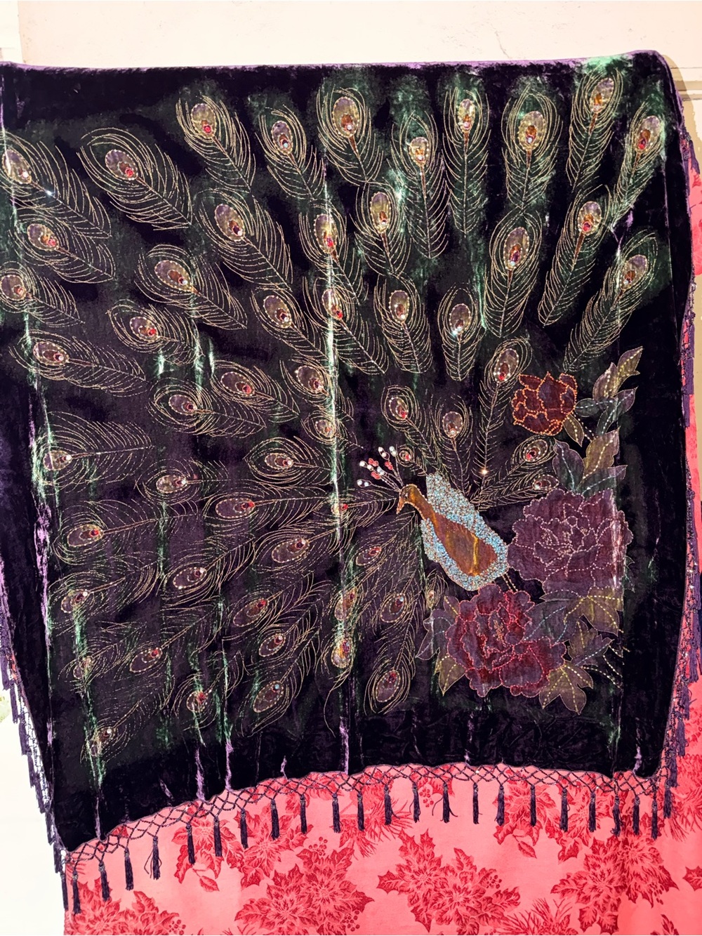 Art to wear beaded peacock shawl scarf